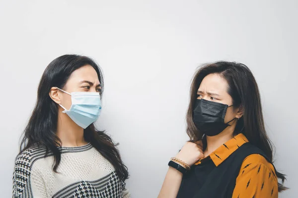 Ázsiai Csinos Nők Maszkot Visel Légúti Védelem Maszk Járvány Influenza — Stock Fotó