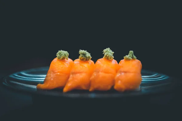 Japán Étel Készlet Különböző Típusú Sushi Tengeri Moszat Saláta Gari — Stock Fotó