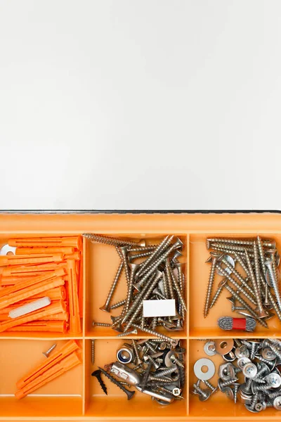 Werkzeugkasten Aus Kunststoff Werkzeuge Zur Reparatur Der Box Nagelorganisator — Stockfoto