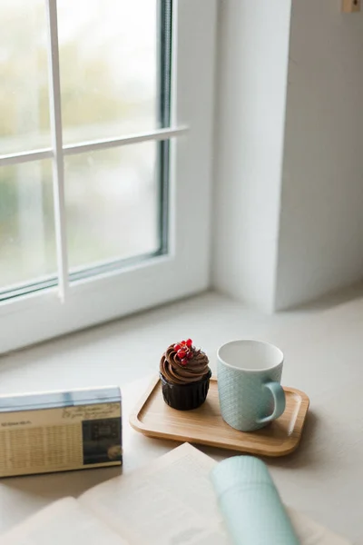 Чай Пиріг Біля Вікна Десерт Чай Кухні — стокове фото