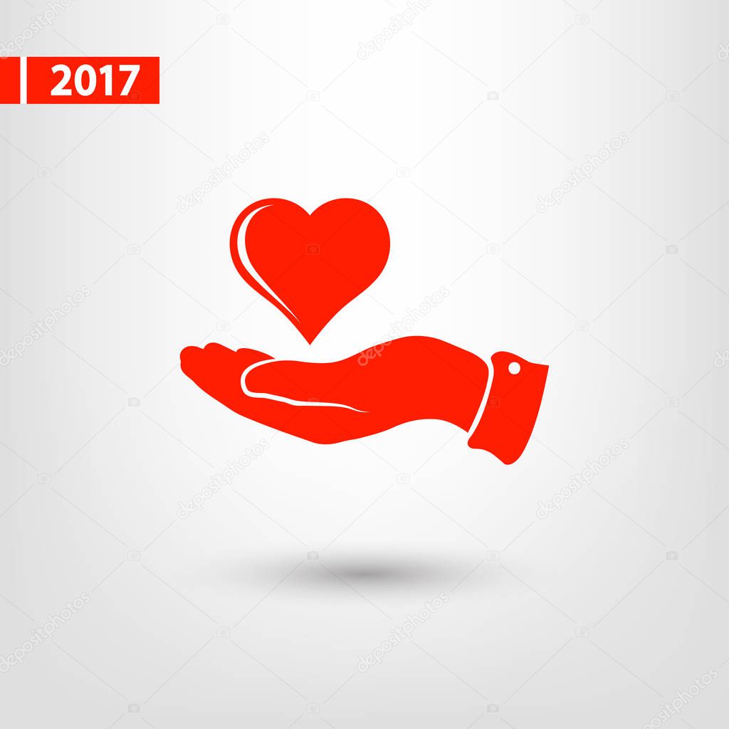 heart in hand icon, vector illustration. Flat design style