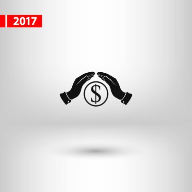 Para simgesi, illüstrasyon vektör. Düz tasarım stili