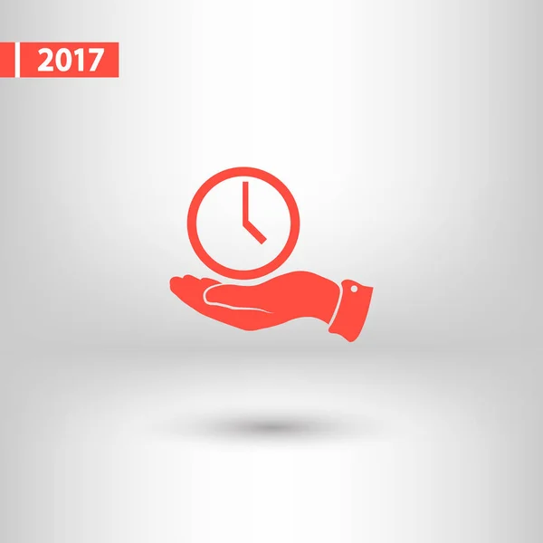 Icono del reloj, ilustración vectorial. estilo de diseño plano — Vector de stock