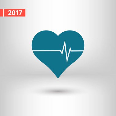 Kalp ikonu, vektör çizimi. düz tasarım biçimi