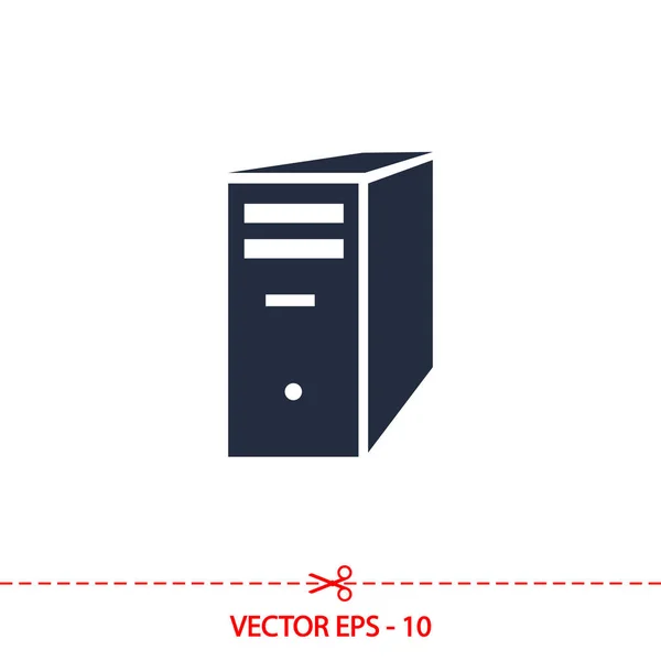 Ícone do servidor de computador, ilustração vetorial. Estilo de design plano —  Vetores de Stock