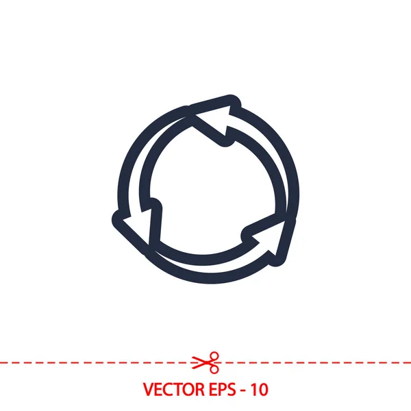 Flecha circular icono, ilustración vectorial. Estilo de diseño plano — Vector de stock