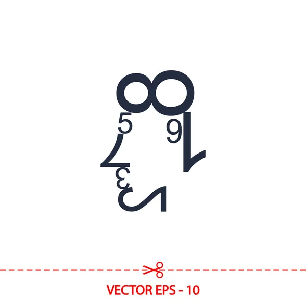 Menschliches Antlitz der Datenzahlen. Zahlen im Gesicht eines Menschen. mathematische Abstraktion Symbol, Vektor Illustrationen menschliches Gesicht der Daten Zahlen. — Stockvektor