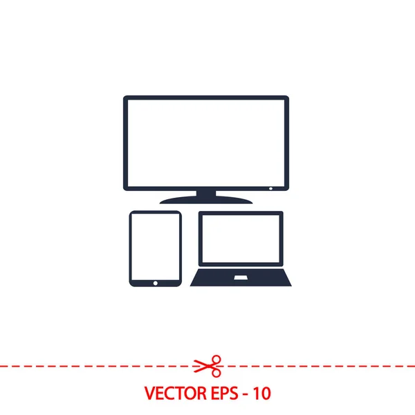 Zestaw urządzeń elektronicznych ikona ilustracja wektorowa. Płaska konstrukcja stylu — Wektor stockowy