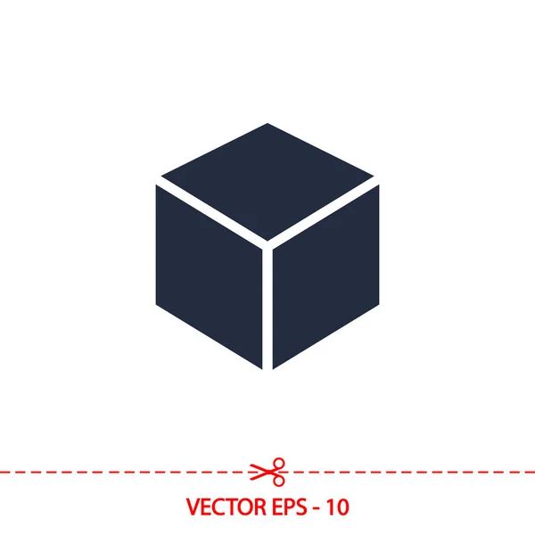 3d icono de diseño del logotipo del cubo, ilustración del vector. Estilo de diseño plano — Archivo Imágenes Vectoriales