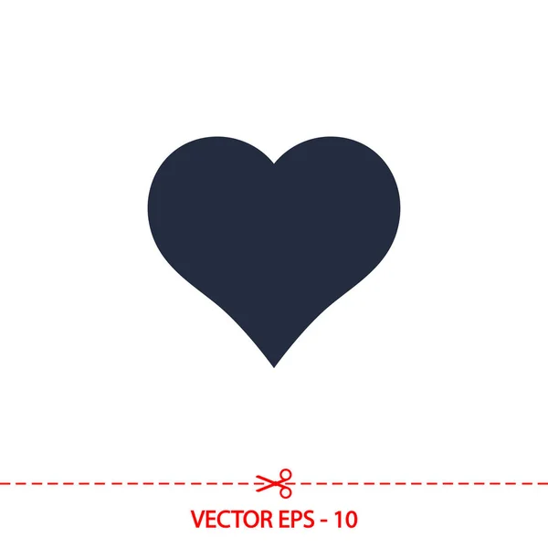 Icono del corazón, ilustración vectorial. estilo de diseño plano — Archivo Imágenes Vectoriales