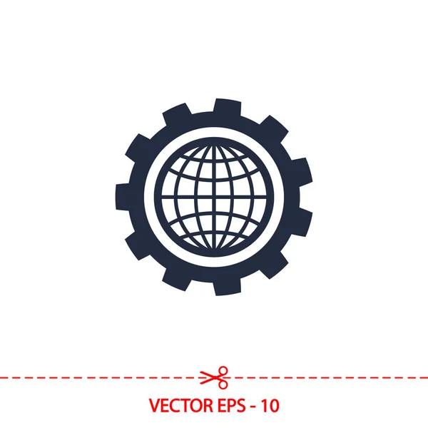 Configuração de parâmetros, globo Ícone ilustração vetorial. Estilo de design plano — Vetor de Stock