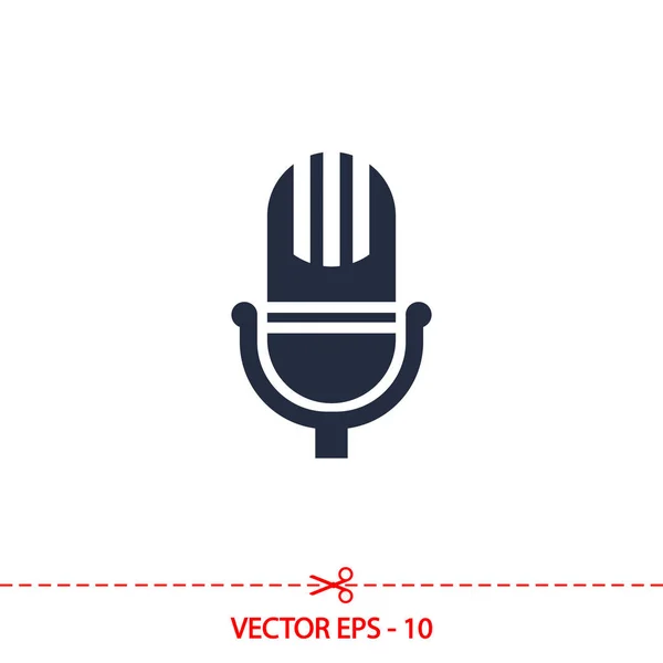 Значок микрофона, векторная иллюстрация. Плоский дизайн — стоковый вектор