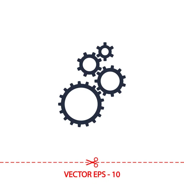 Engranajes icono, ilustración vectorial. Estilo de diseño plano — Vector de stock