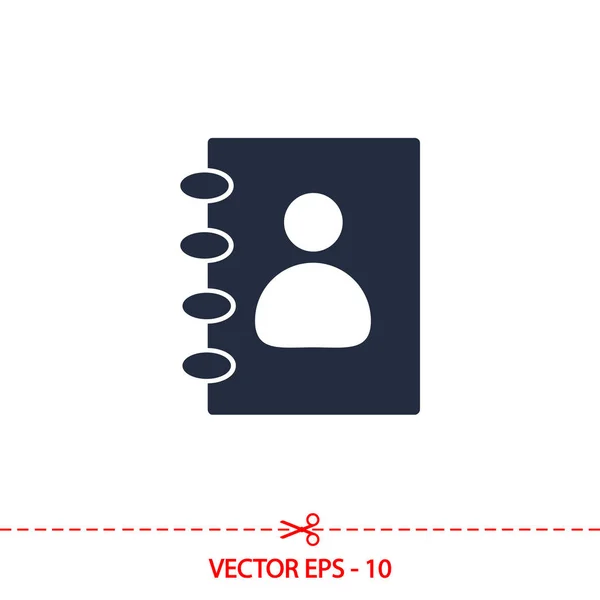 Icono del libro de contactos, ilustración vectorial con sombra suave sobre un fondo gris — Vector de stock