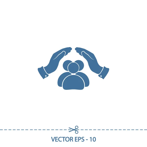 Gente segura,, ilustración del icono del vector. Estilo de diseño plano — Vector de stock