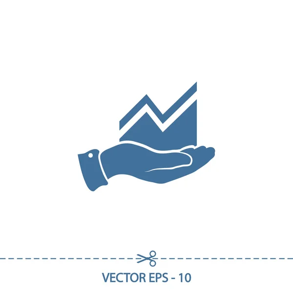 Infografía con mano, icono del gráfico, ilustración vectorial. Estilo de diseño plano — Vector de stock