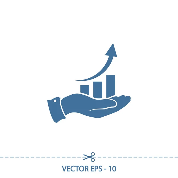 Icono del gráfico con la mano, ilustración vectorial. Estilo de diseño plano — Vector de stock