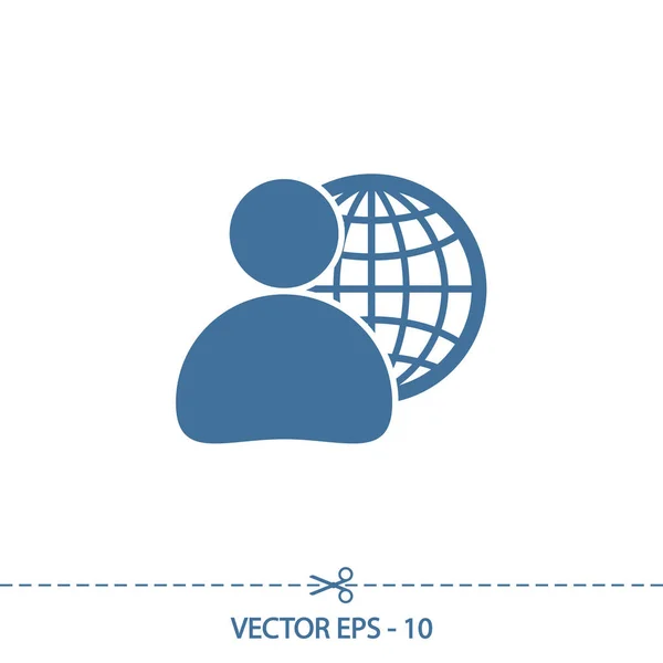 Negocios globales, icono del hombre de negocios, ilustración vectorial. Estilo de diseño plano — Vector de stock