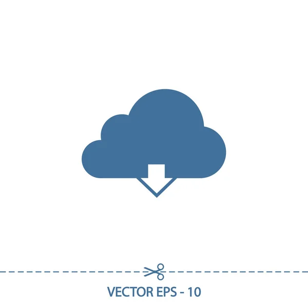 Vector de computación en la nube icono de descarga, ilustración vectorial. Estilo de diseño plano — Vector de stock