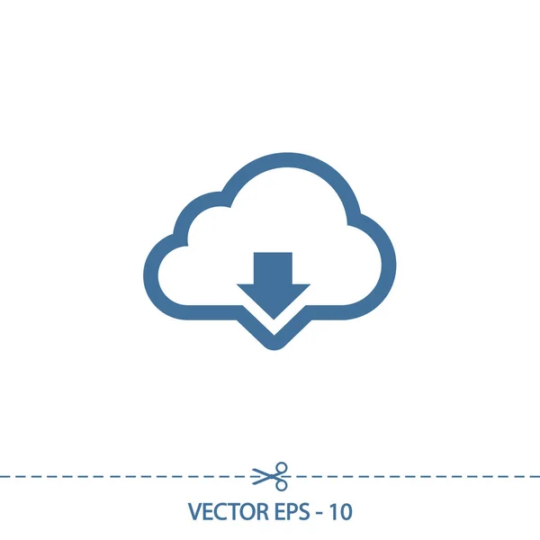 Vector de computación en la nube icono de descarga, ilustración vectorial. Estilo de diseño plano — Vector de stock