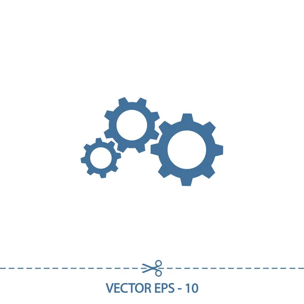 Engranajes icono, ilustración vectorial. Estilo de diseño plano — Vector de stock