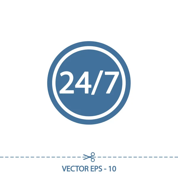 24 Stunden am Tag und 7 Tage die Woche Icon, Vektorillustration. flacher Designstil — Stockvektor