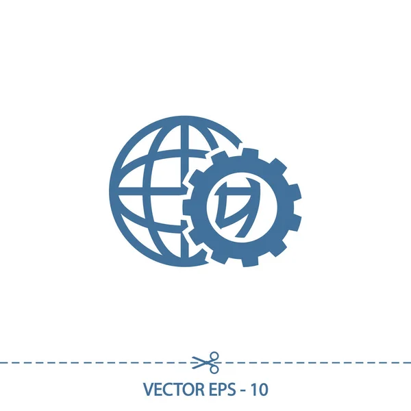 Configuração de parâmetros, globo Ícone ilustração vetorial. Estilo de design plano — Vetor de Stock