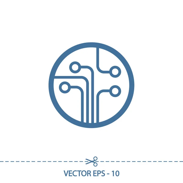 Circuito, icona della tecnologia, illustrazione vettoriale. Stile di design piatto — Vettoriale Stock