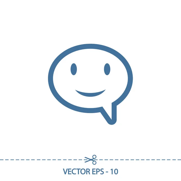 Sonrisa hablando icono de burbuja, ilustración de vectores. Estilo de diseño plano — Vector de stock