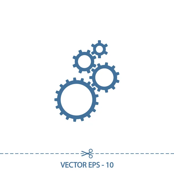 Getriebe-Symbol, Vektorillustration. Flacher Designstil — Stockvektor