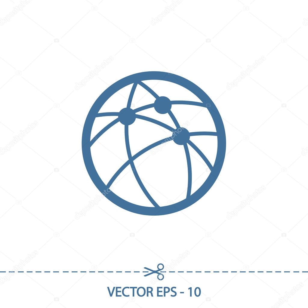 Global technology or social network  icon, vector illustration. Flat design style