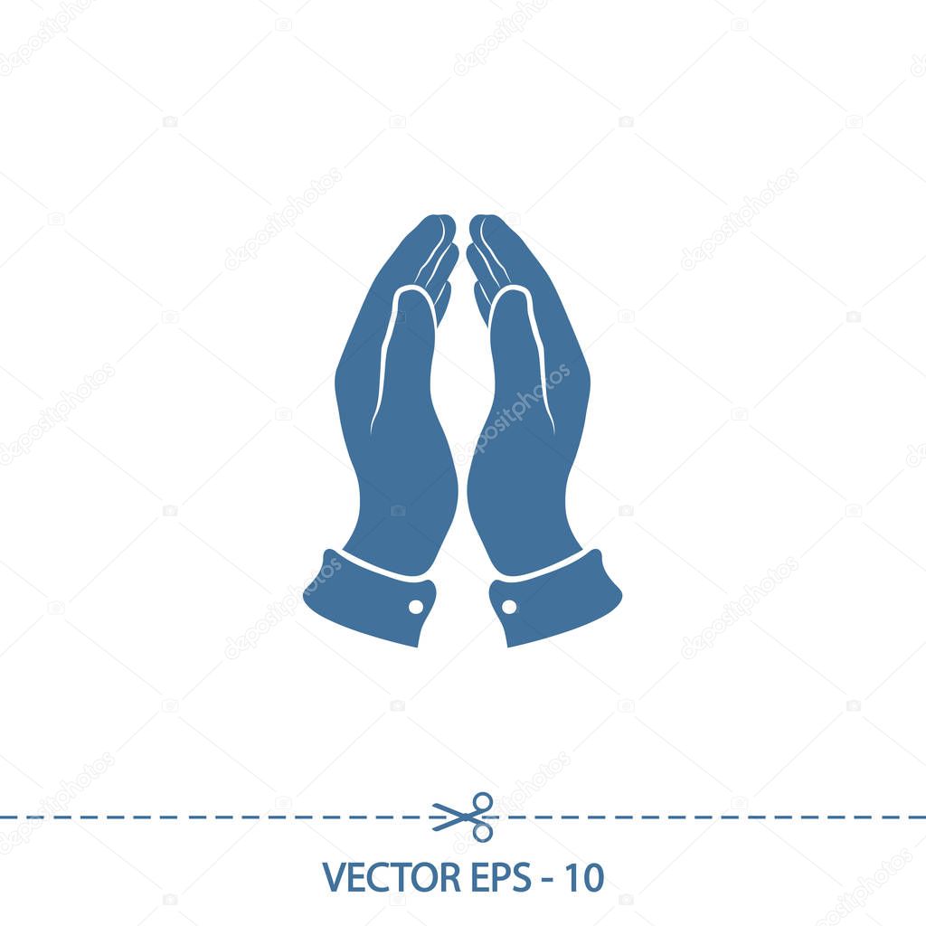 Praying hands icon, vector illustration. Flat design style