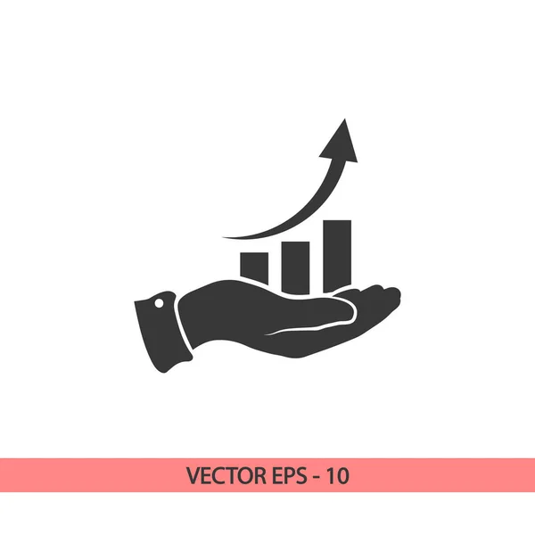 Diagram ikon med hand, vektor illustration. Platt design stil — Stock vektor