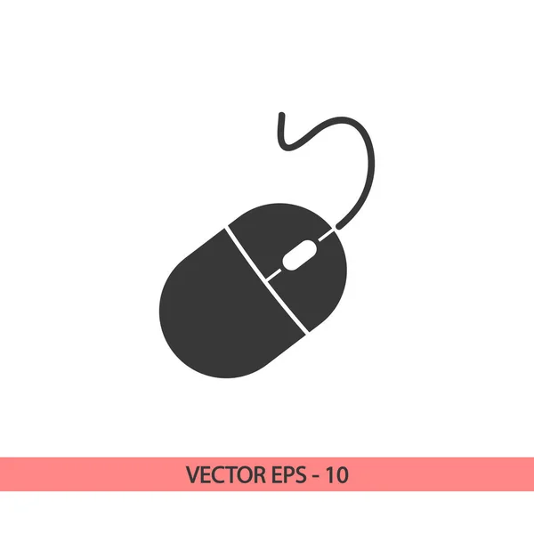 Icono del ratón del ordenador, ilustración vectorial. Estilo de diseño plano — Vector de stock