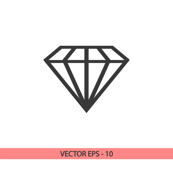 Ícone de diamante, ilustração vetorial. Estilo de design plano — Vetor de Stock