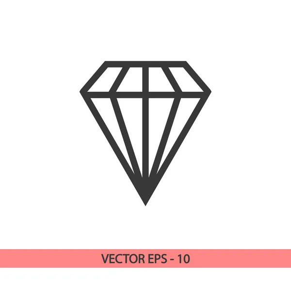 Icono de diamante, ilustración vectorial. Estilo de diseño plano — Vector de stock