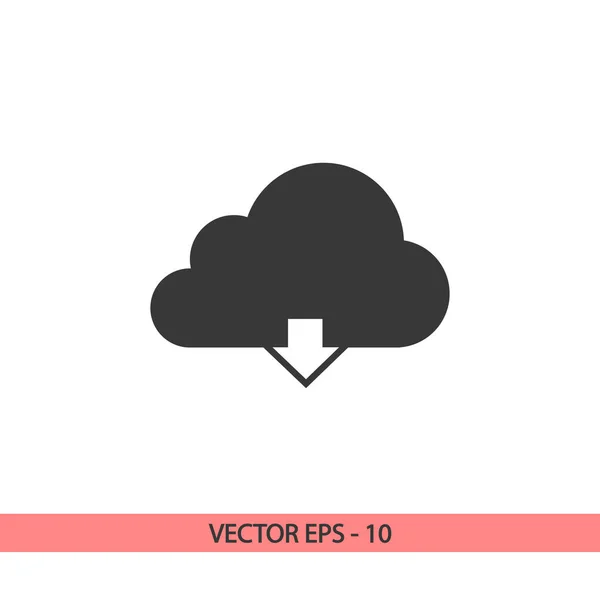 Ícone de download de computação em nuvem vetorial, ilustração vetorial. Estilo de design plano — Vetor de Stock
