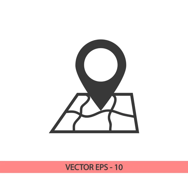 Mapa con icono de puntero, ilustración vectorial. Estilo de diseño plano — Vector de stock