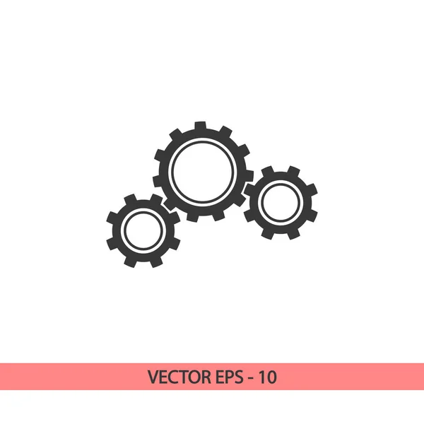 Engranajes icono, ilustración vectorial. Estilo de diseño plano — Vector de stock