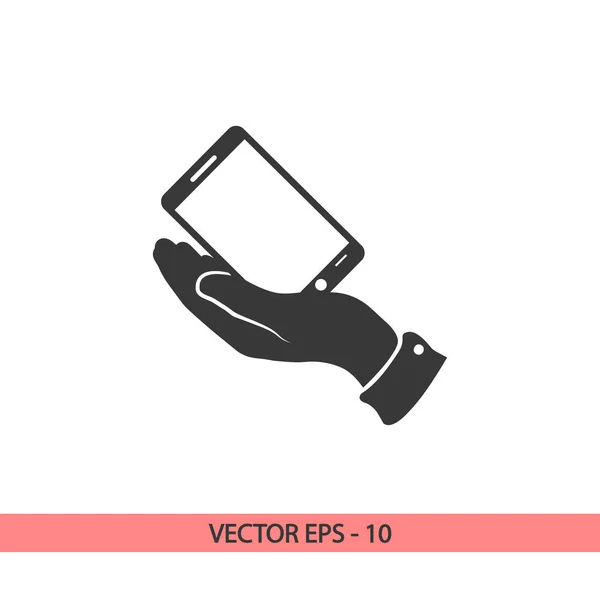 W rękach ikony smartfona, ilustracja wektora. Styl płaski — Wektor stockowy