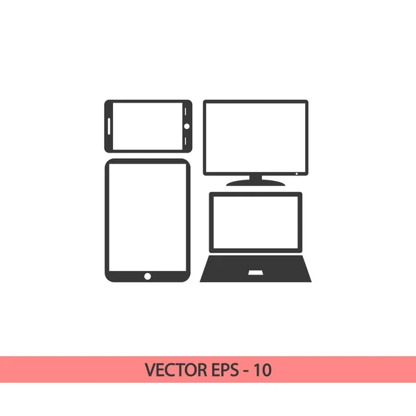 Conjunto de iconos de dispositivos electrónicos, ilustración vectorial. Estilo de diseño plano — Archivo Imágenes Vectoriales