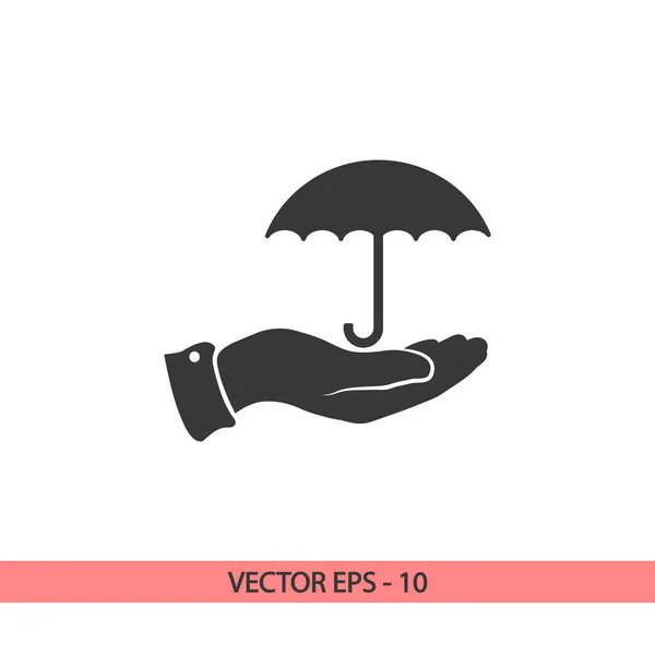 Şemsiye ile el simgesi, vektör çizim. Düz tasarım stili — Stok Vektör