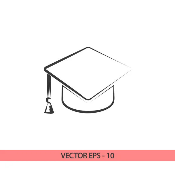 Graduierung Kappe Symbol, Vektorabbildung. Flacher Designstil — Stockvektor