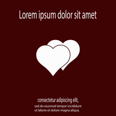 Kalp ikonu, vektör çizimi. düz tasarım biçimi