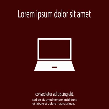 Dizüstü bilgisayar simgesi, vektör illüstrasyonu. Düz tasarım biçimi