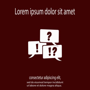 Soru ve ünlem işareti, vektör çizimi. Düz tasarım biçimi