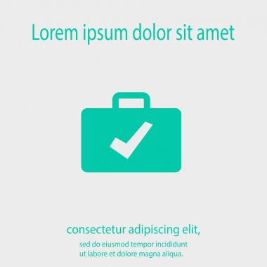 çanta simgesi, vektör çizim. Düz tasarım stili