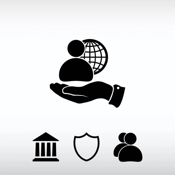 Global business, business man pictogram, vectorillustratie. Platte de — Stockvector