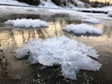 Buz gülü kristal buz nehir makrosu 