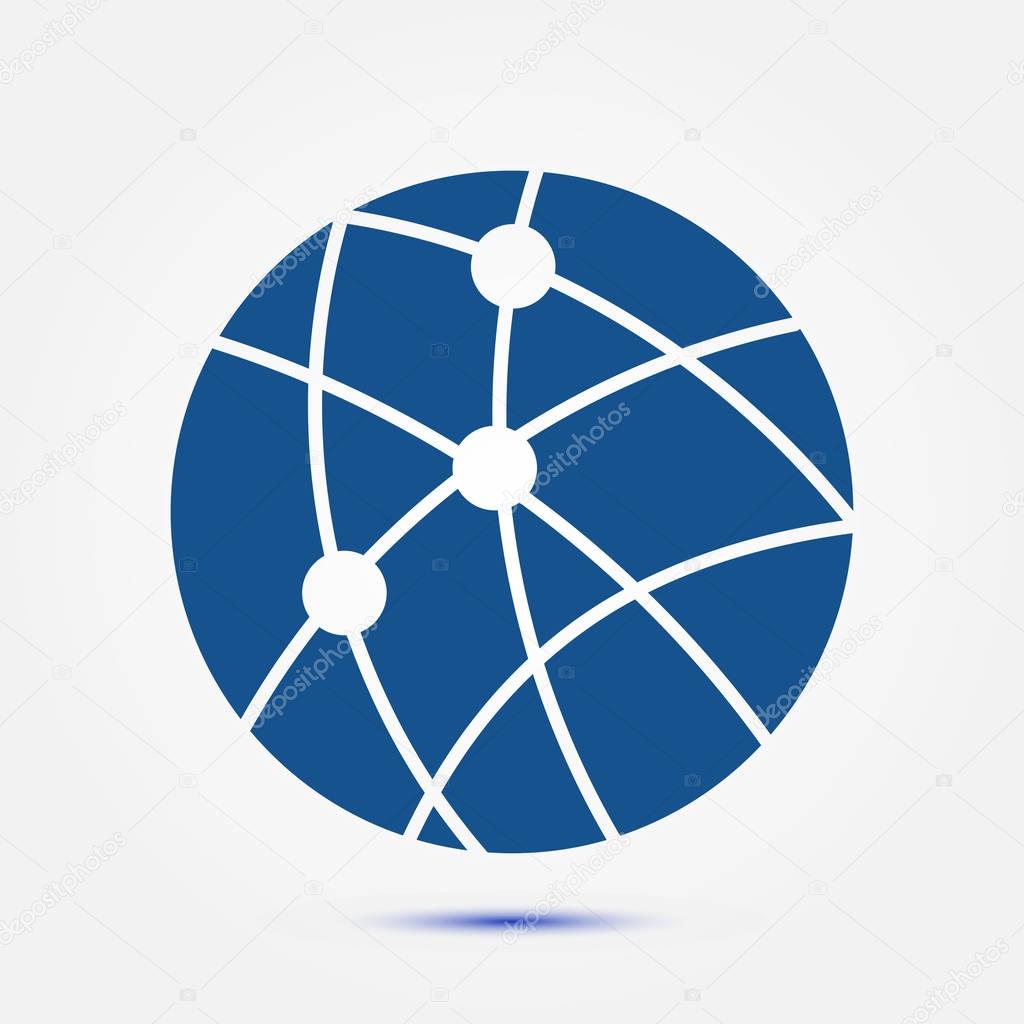Globe social network vector icon.